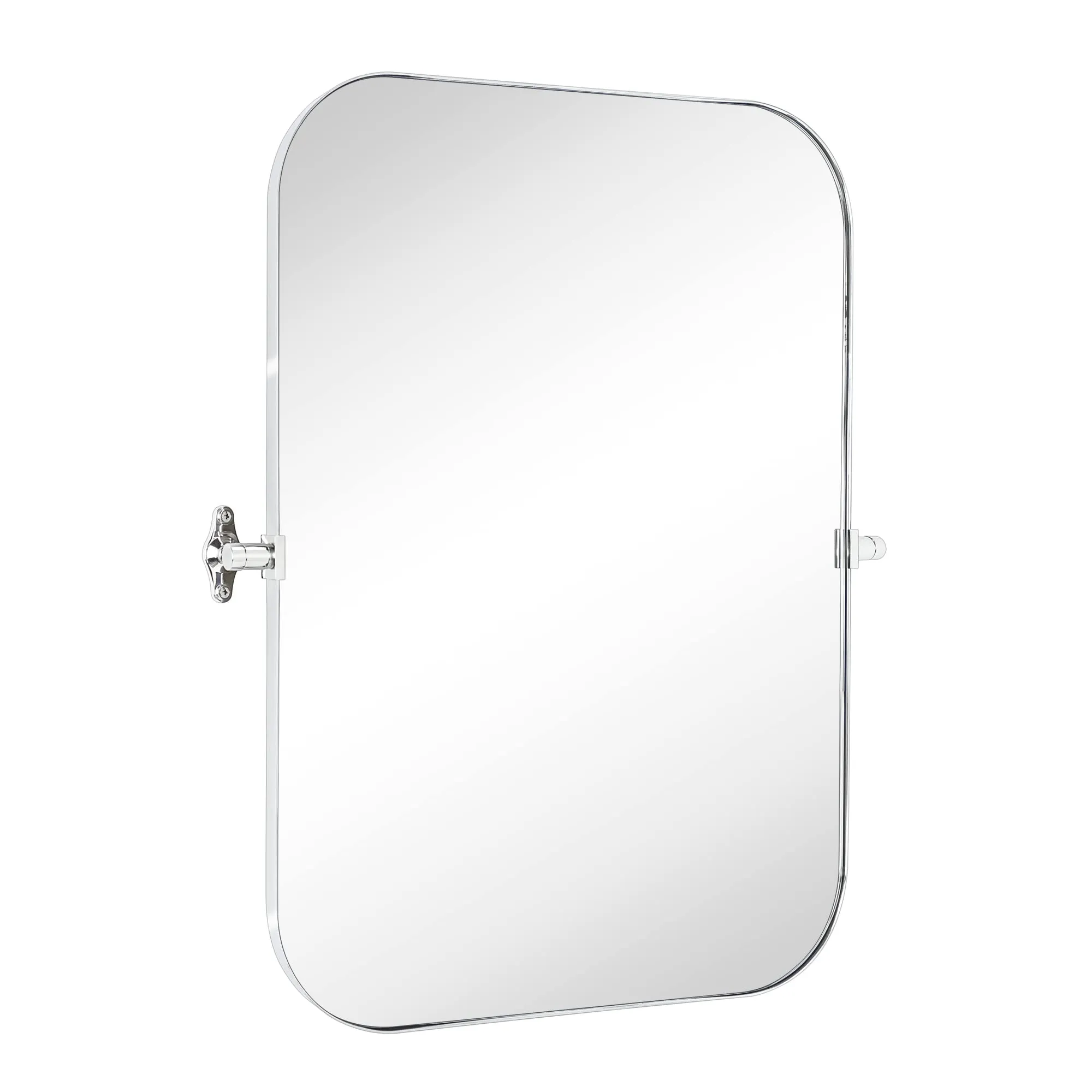 Rectangular Stainless Steel Framed Pivoting Wall Mounted Bathroom Vanity Mirror