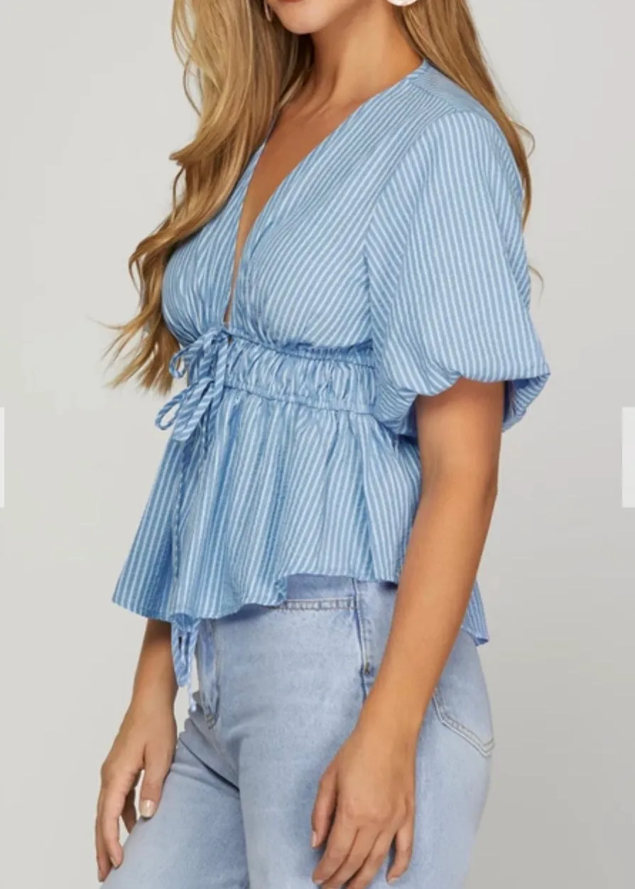 Reese Striped Top W Ties