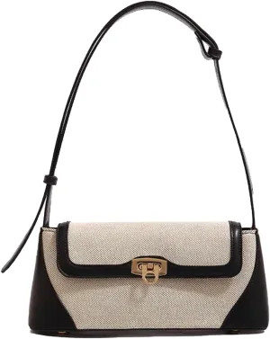 Retro Small Shoulder Bag for Women Genuine Leather Underarm Hobo Tote Handbag Clutch with Buckle Closure for Casual Use