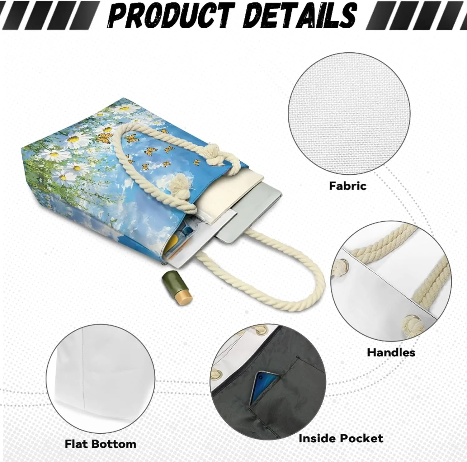 Reusable Grocery Bags Beach Bag for Women Tote Bags with Zipper