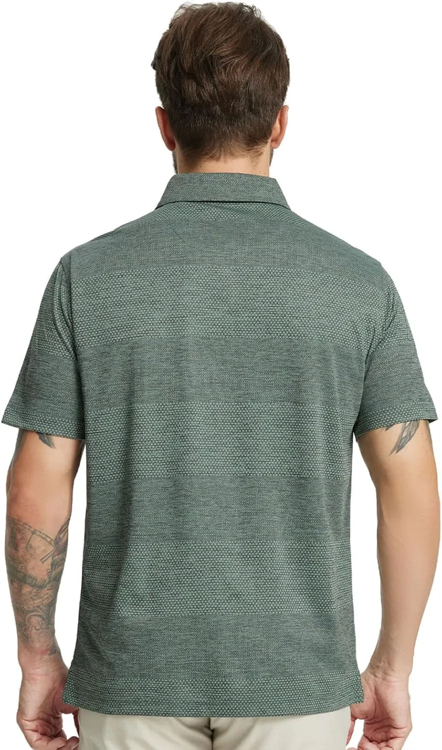 Rouen Golf Shirts for Men Dry Fit Short Sleeve Performance Moisture Wicking Casual Texture Heather Jacquard Mens Polo Shirts