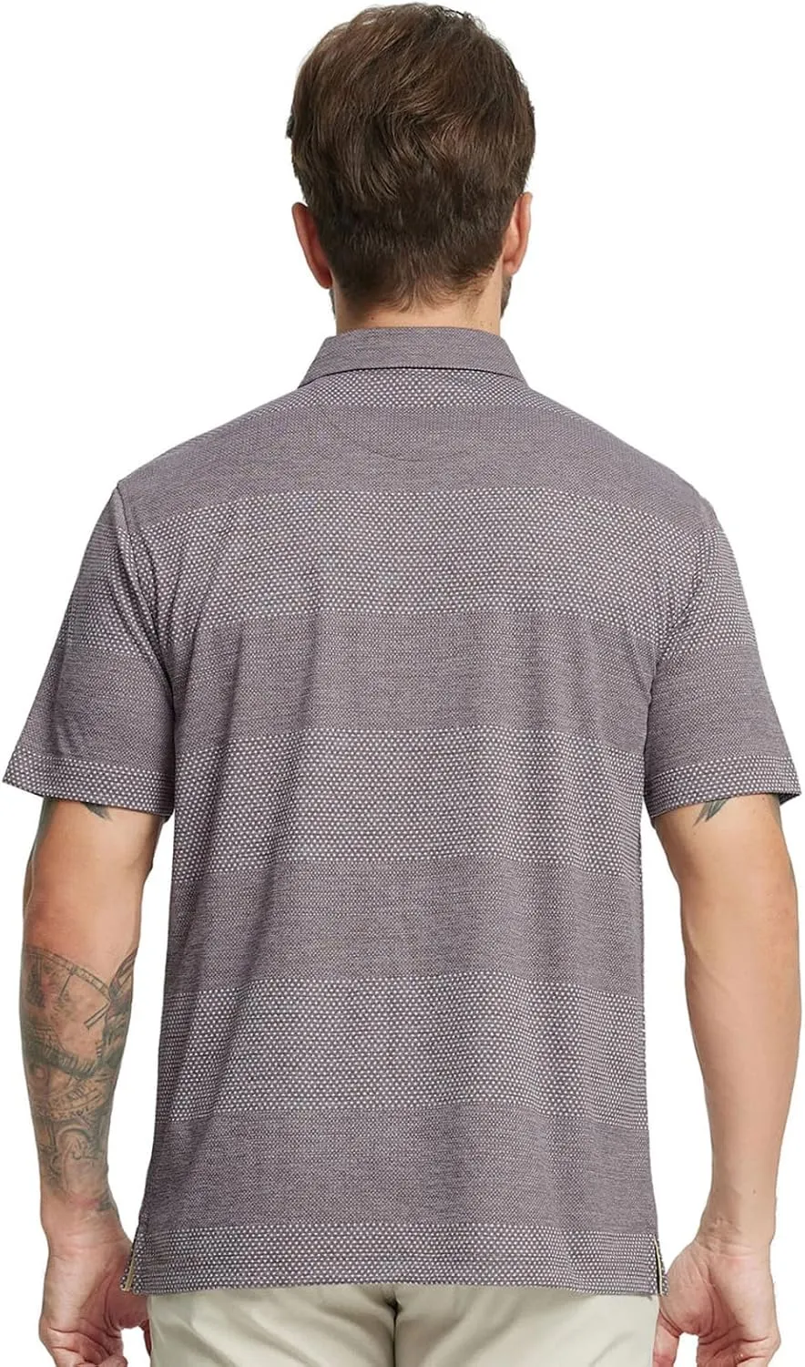 Rouen Golf Shirts for Men Dry Fit Short Sleeve Performance Moisture Wicking Casual Texture Heather Jacquard Mens Polo Shirts
