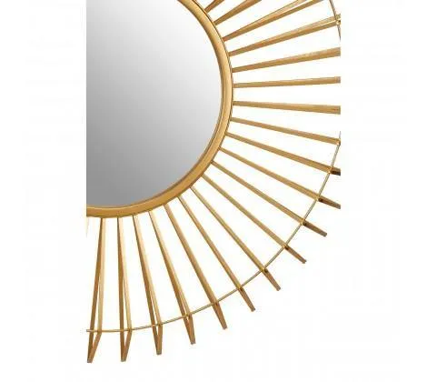 Round Wall Mirror with Gold Trim