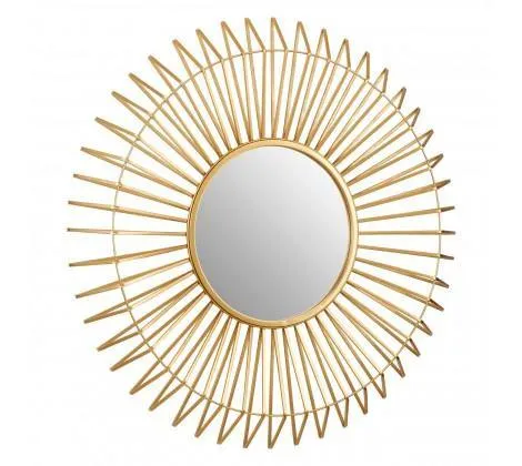 Round Wall Mirror with Gold Trim