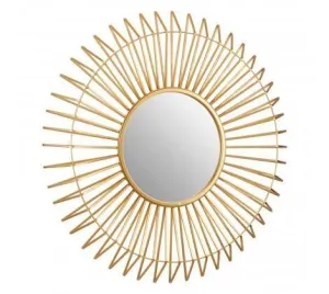 Round Wall Mirror with Gold Trim