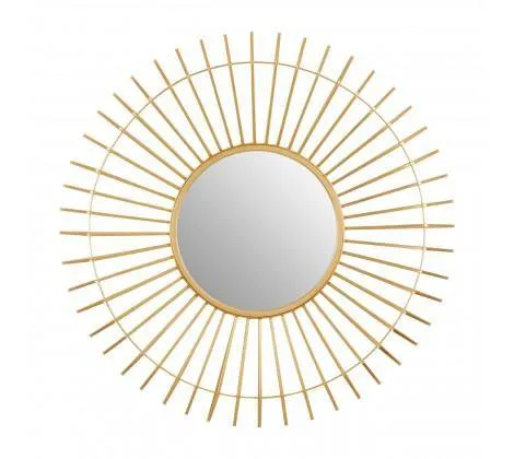 Round Wall Mirror with Gold Trim
