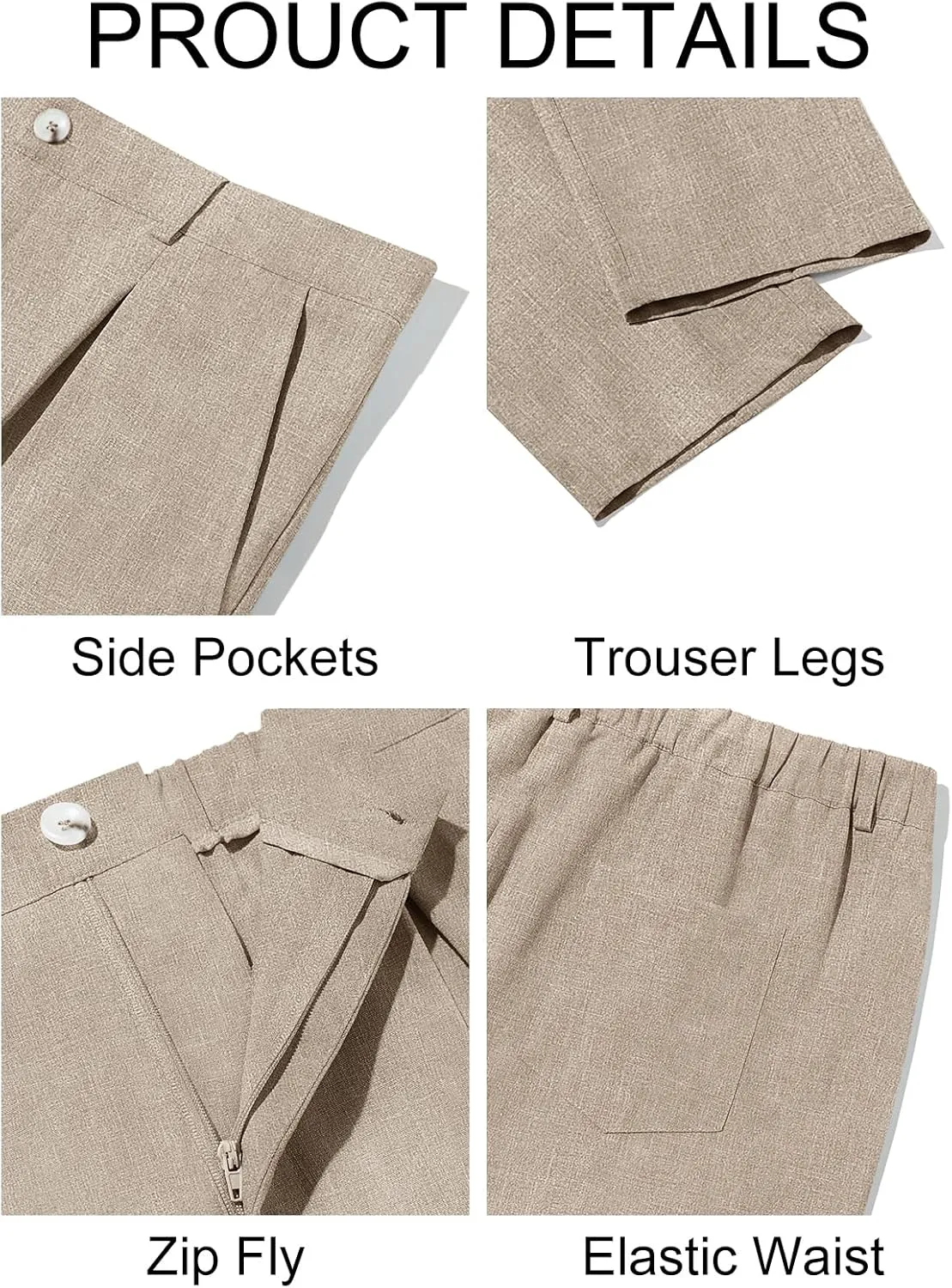 Runcati Mens Casual Linen Pants Elastic Waist Lightweight Loose Fit Pleated Slacks Summer Cotton Beach Yoga Trousers