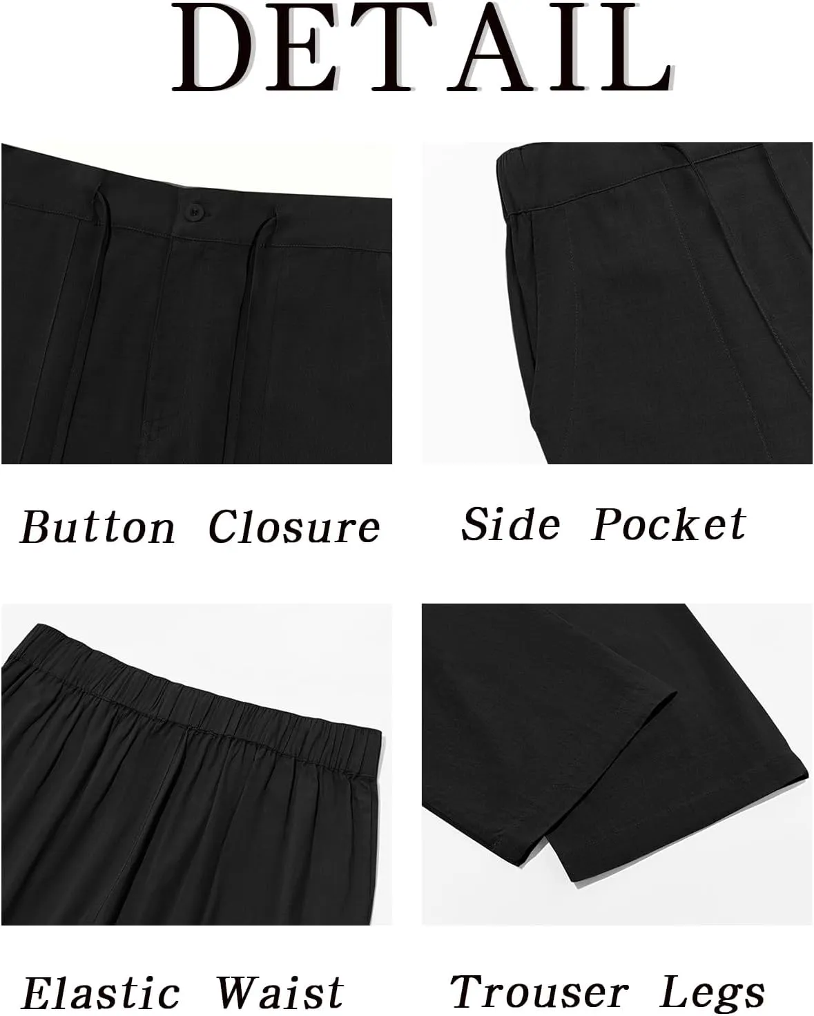 Runcati Mens Cotton Linen Pants Casual Elastic Waist Drawstring Lightweight Loose Fit Summer Beach Yoga Trousers