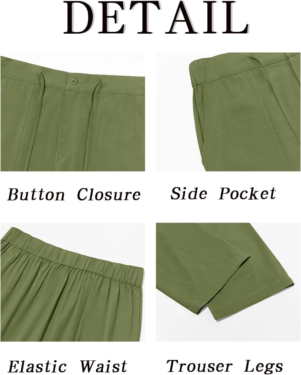 Runcati Mens Cotton Linen Pants Casual Elastic Waist Drawstring Lightweight Loose Fit Summer Beach Yoga Trousers