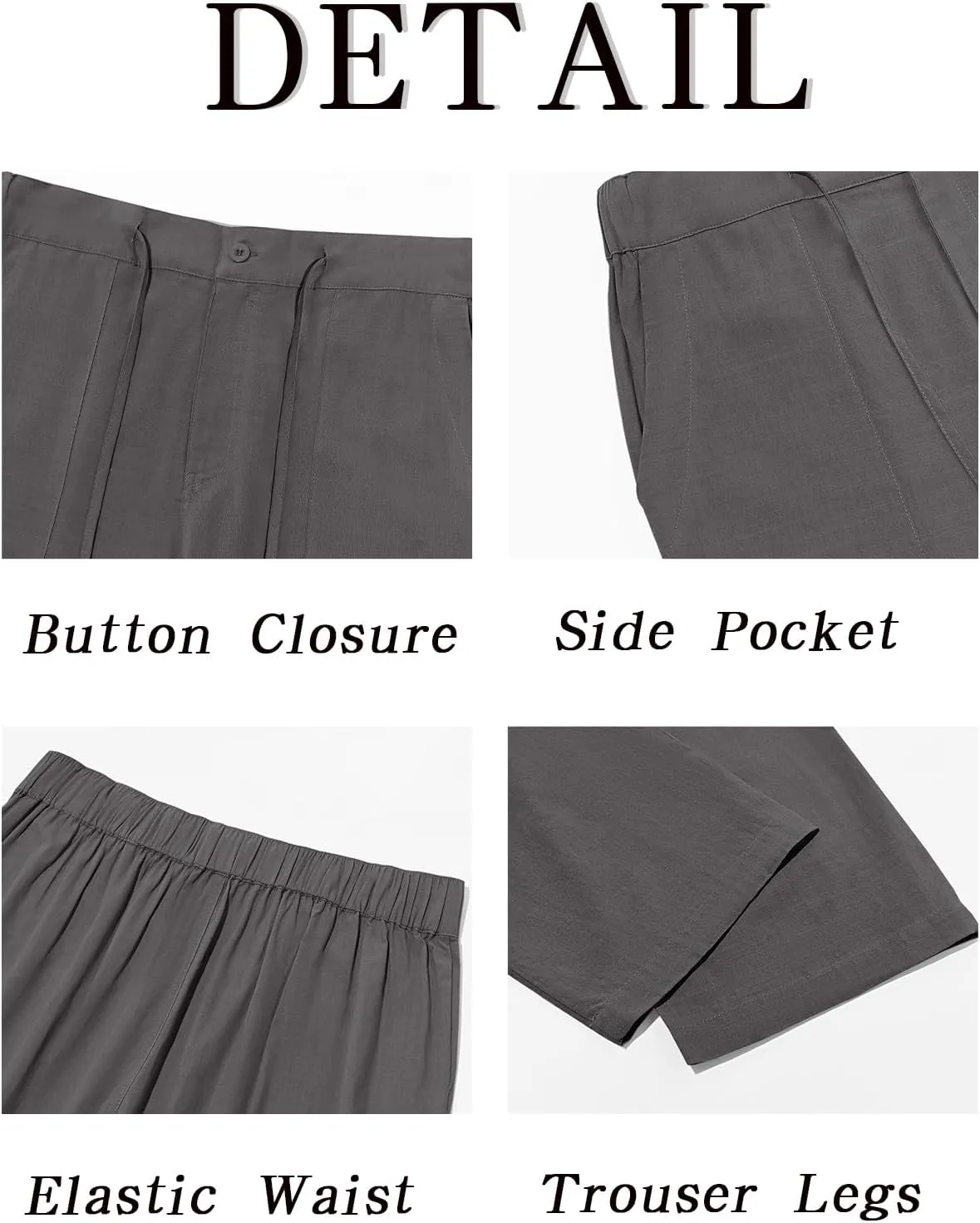 Runcati Mens Cotton Linen Pants Casual Elastic Waist Drawstring Lightweight Loose Fit Summer Beach Yoga Trousers