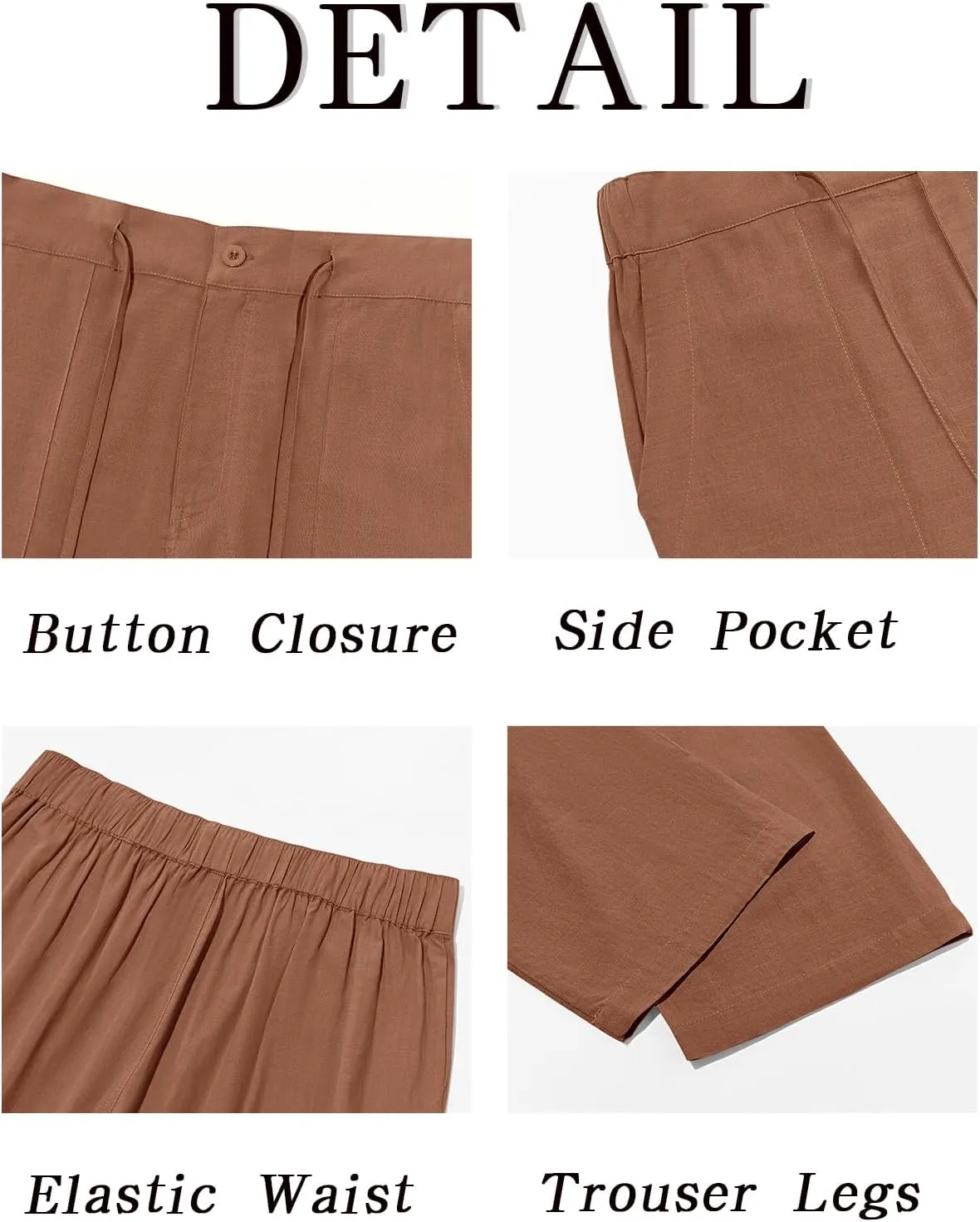 Runcati Mens Cotton Linen Pants Casual Elastic Waist Drawstring Lightweight Loose Fit Summer Beach Yoga Trousers