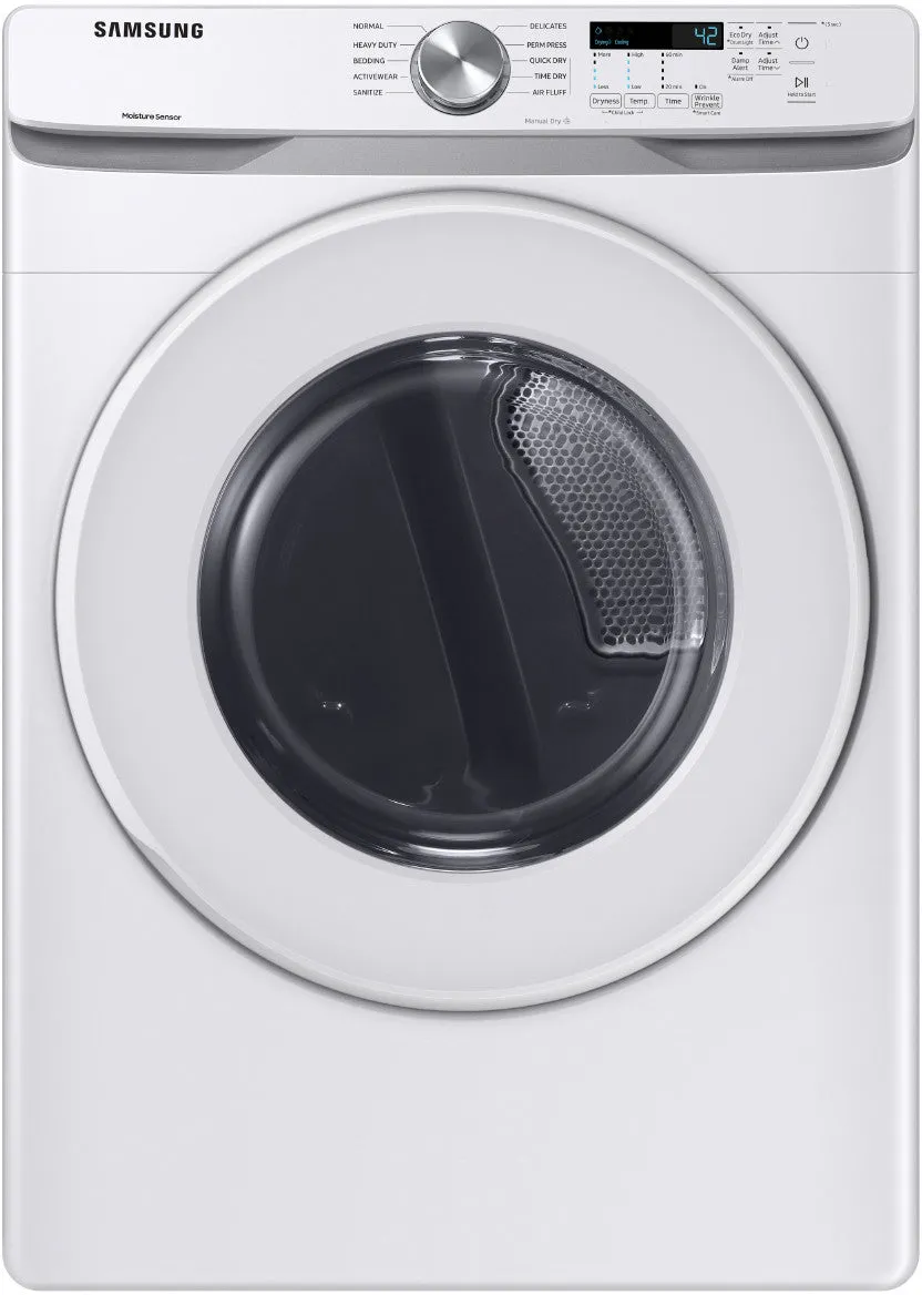 Samsung DVG45T6000W 27 Inch Gas Dryer with 7.5 cu. ft. Capacity, 10 Dry Cycles, 5 Temperature Settings, Wrinkle Prevent, Smart Care, Sensor Dry Moisture Sensor and ADA Compliant: White