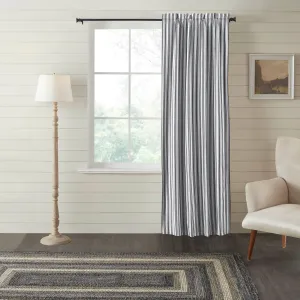 Sawyer Mill Black Ticking Stripe Blackout Single Panel Curtain 84"