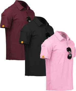 SCODI 3 Pack Mens Polo Shirts Short Sleeve Tactical Shirts Performance Athletic Moisture Wicking Golf Shirt for Men