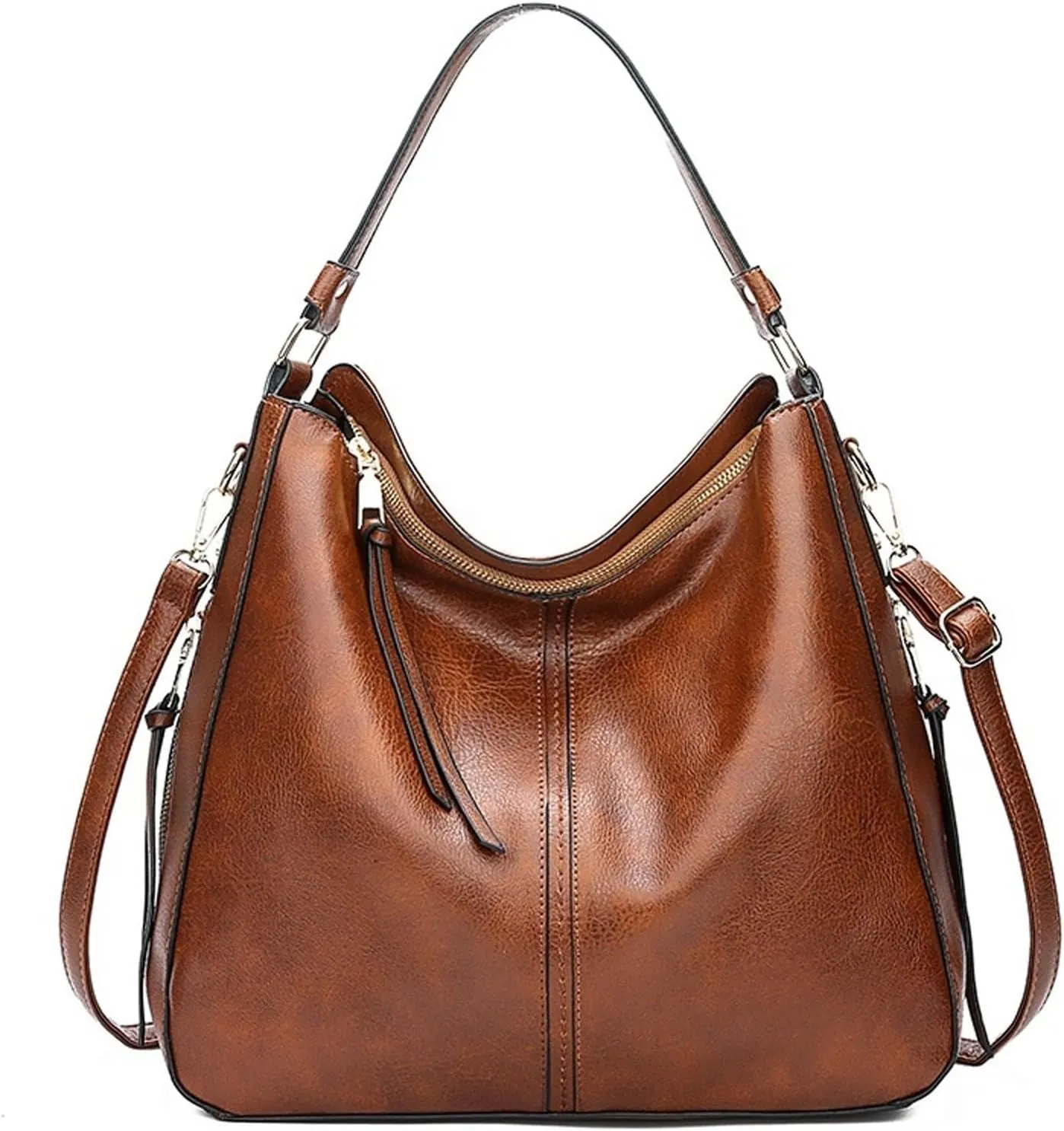 Shoulder Bag Vintage Leather Women Hobo Bag Large Capacity Shoulder Tote for Casual Use(Orange)