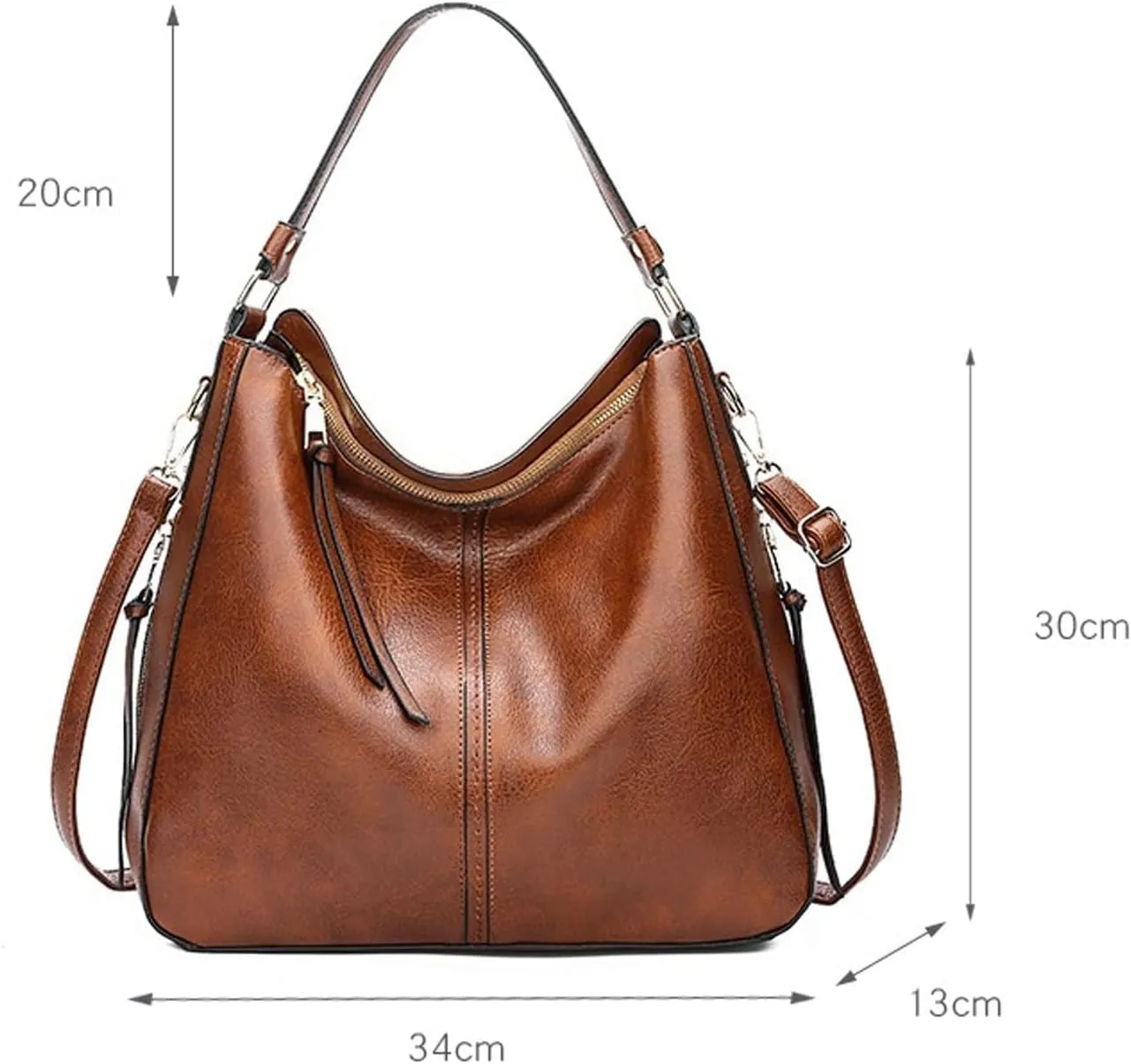 Shoulder Bag Vintage Leather Women Hobo Bag Large Capacity Shoulder Tote for Casual Use(Red)
