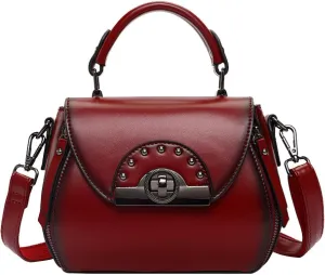 Shoulder Bag, Women's Pouch, Portable Bucket Bag, Leather Cowhide Crossbody Bag
