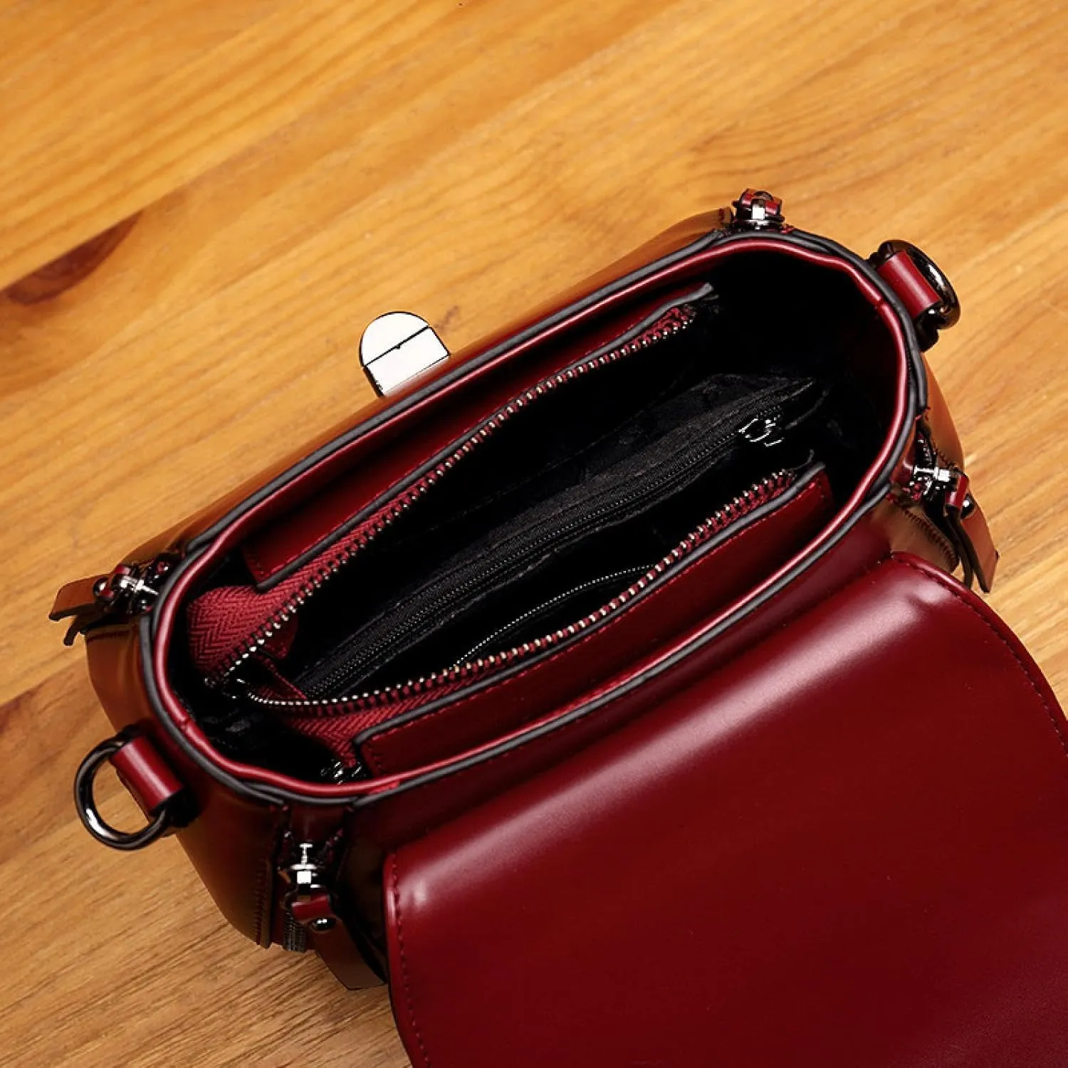Shoulder Bag, Women's Pouch, Portable Bucket Bag, Leather Cowhide Crossbody Bag