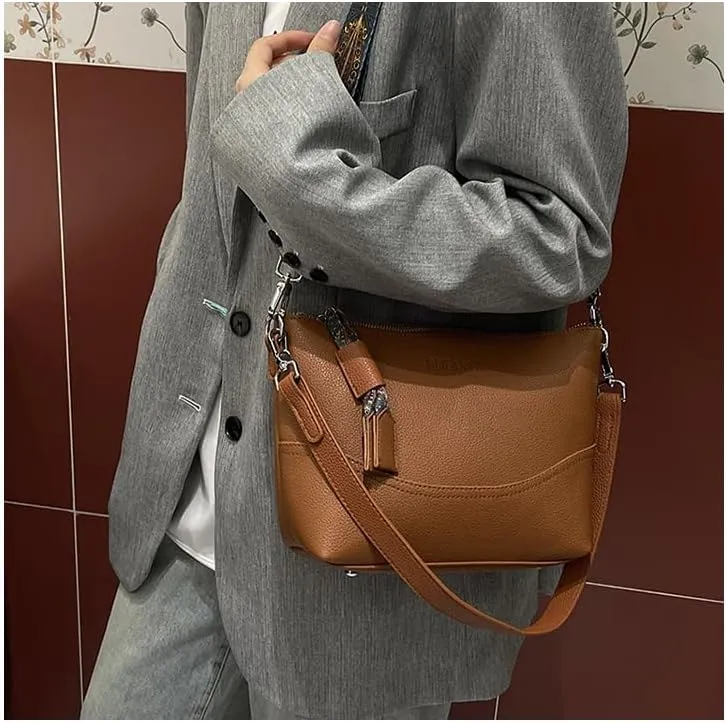 Shoulder Wide Strap Bucket Bag