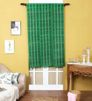 SILPAKARMAN Three Panel Bamboo Curtain - Green (7 Feet)