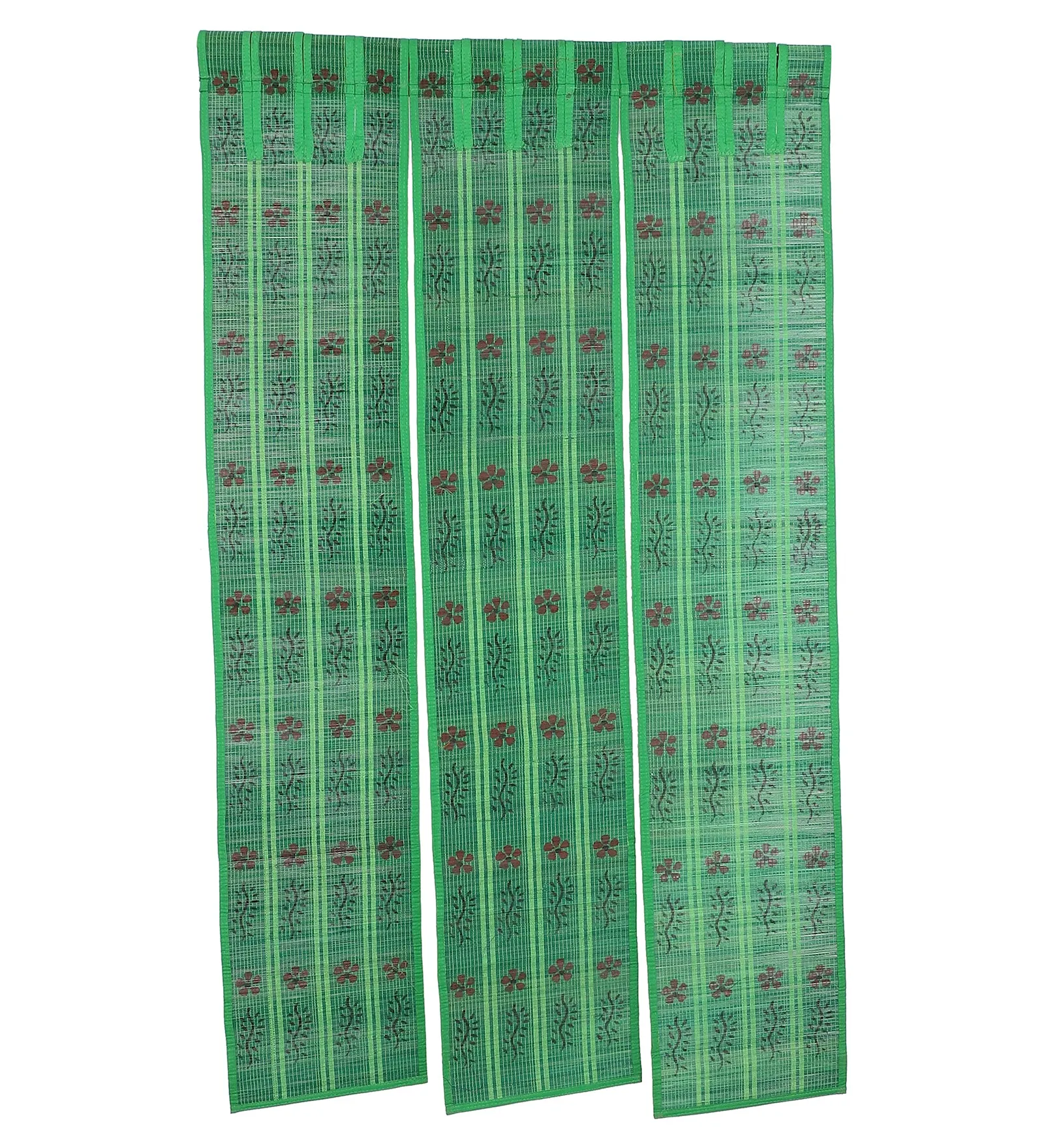 SILPAKARMAN Three Panel Bamboo Curtain - Green (7 Feet)