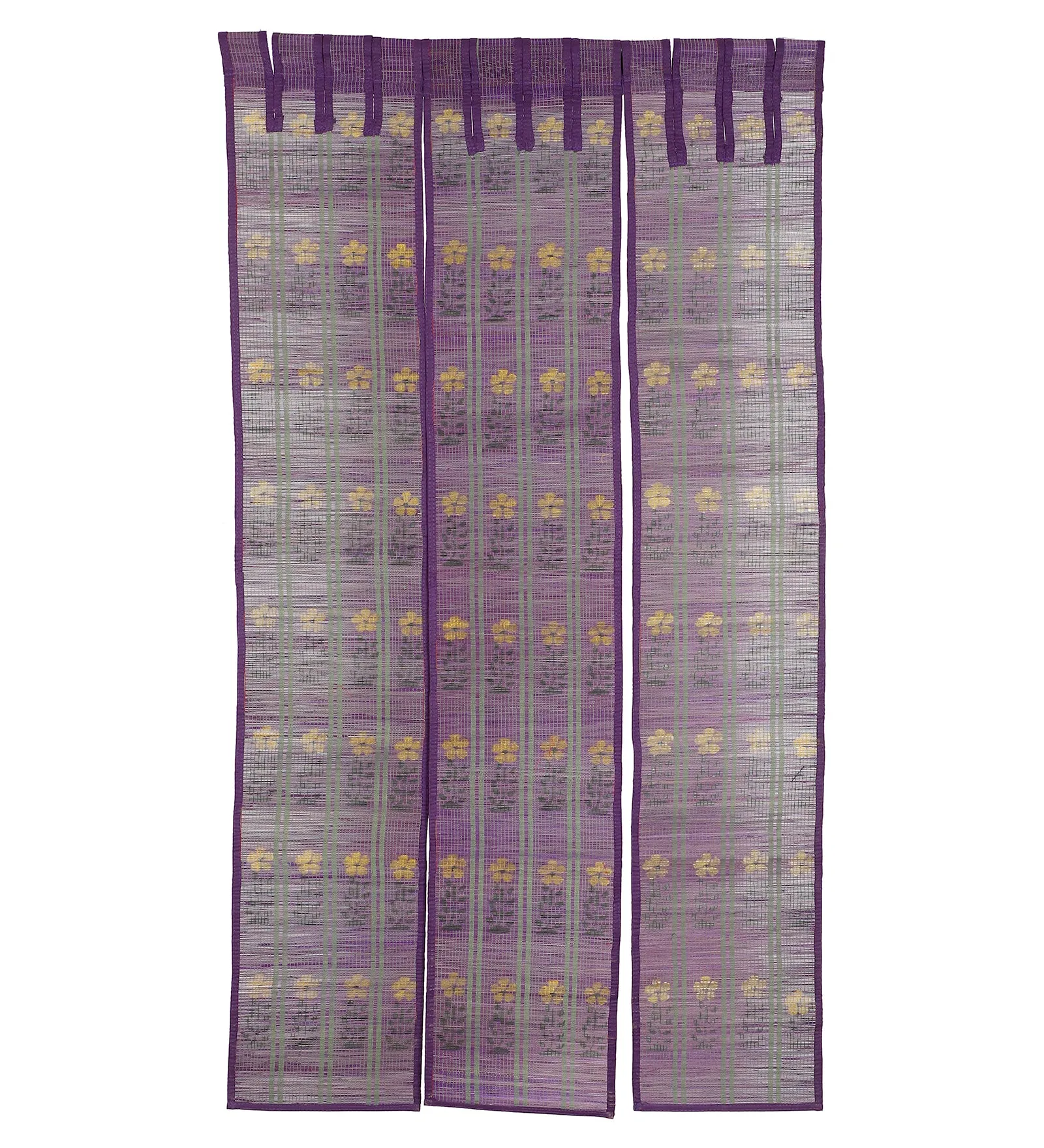 SILPAKARMAN Three Panel Bamboo Curtain - Purple (7 Feet)