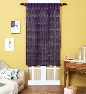 SILPAKARMAN Three Panel Bamboo Curtain - Purple (7 Feet)