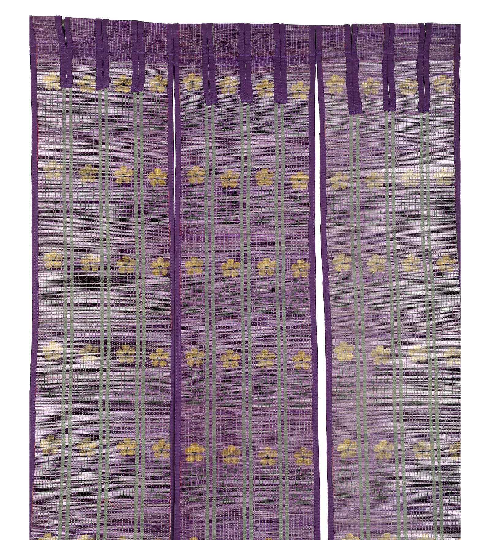 SILPAKARMAN Three Panel Bamboo Curtain - Purple (7 Feet)