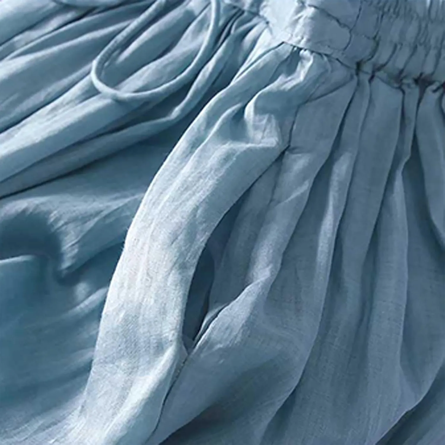 Skirts for Women Elastic High Waist Linen Ankle Skirt Fashion Casual Swing Long Skirt Elegant Flowy Pleated Skirts