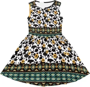 Sleeveless Cute Floral Dress for Girls Swing Loose Fit Sundress with Pockets Playwear