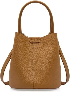 Small group bag, commuting women's bag, crossbody bag, spring and summer high-end leather vegetable basket, portable crossbody bucket bag (Biscuit color)