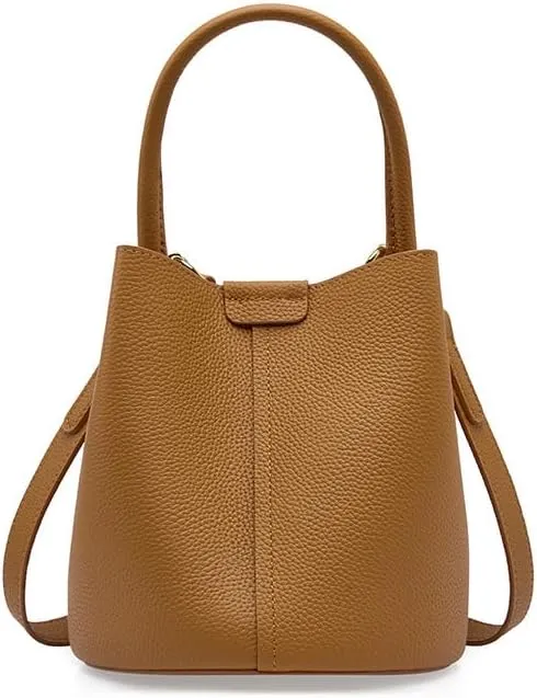 Small group bag, commuting women's bag, crossbody bag, spring and summer high-end leather vegetable basket, portable crossbody bucket bag (Biscuit color)