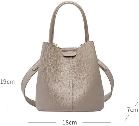 Small group bag, commuting women's bag, crossbody bag, spring and summer high-end leather vegetable basket, portable crossbody bucket bag (Biscuit color)