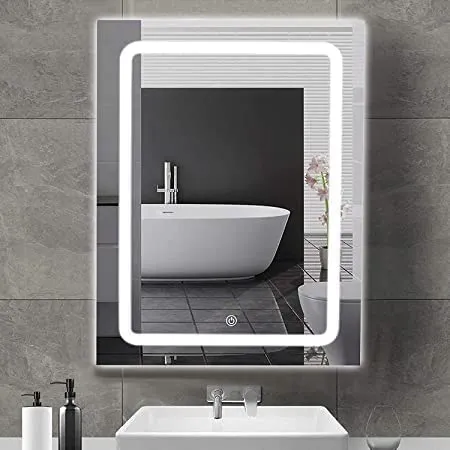 SmileSellers Led mirror Wall Mounted Rectangular Bathroom Backlit Glass with Warm Light   White Light   Cool day Light 18x24 Inch