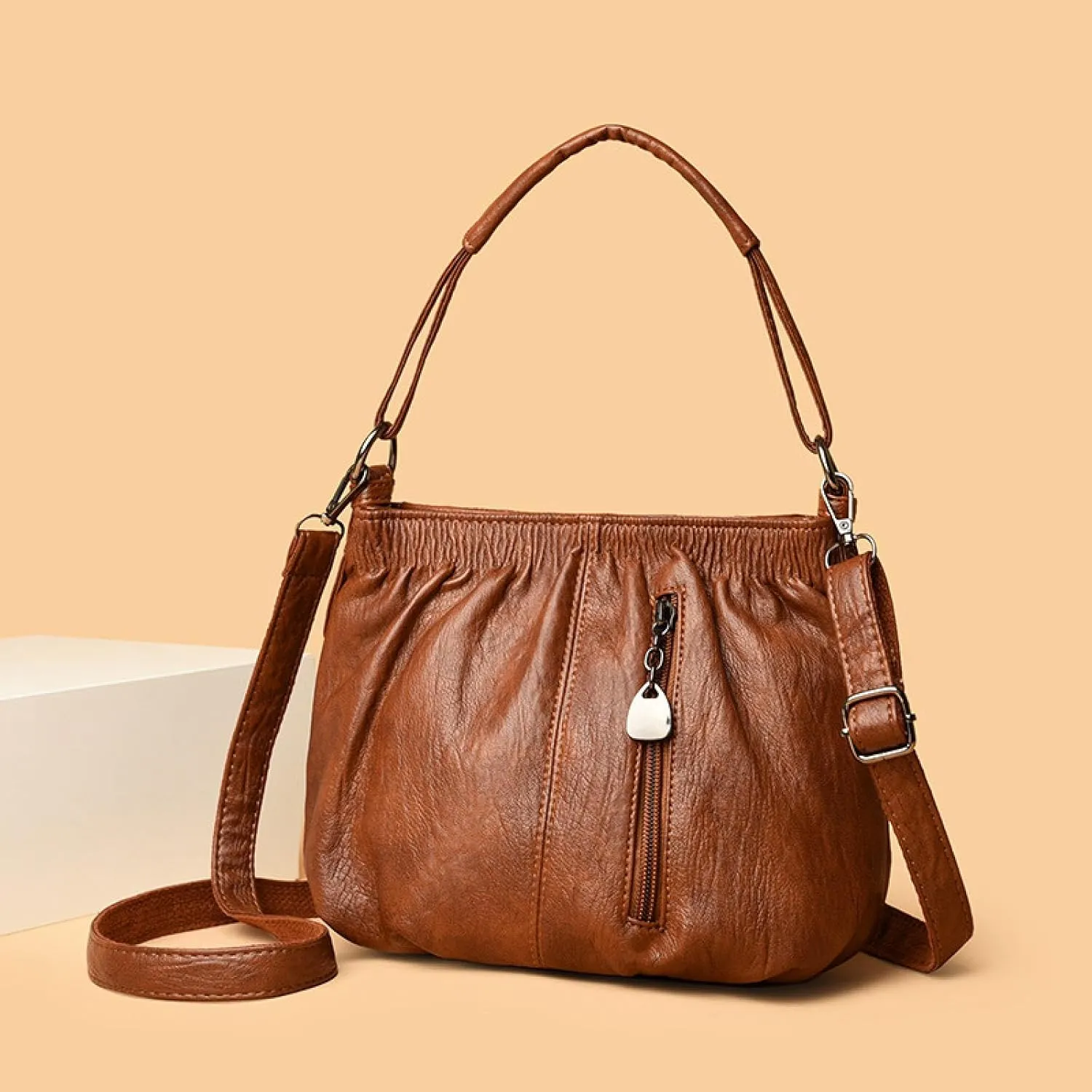 Soft Leather Bucket Bag, Small Bag, Crossbody Bag, Handbag