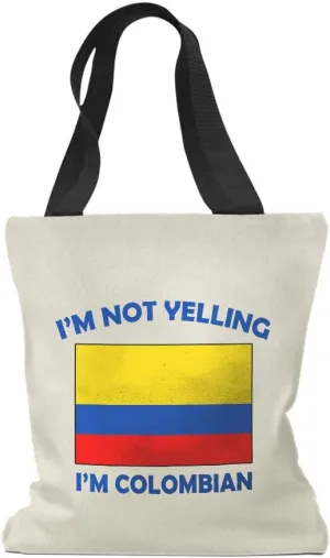 Speedy Pros Canvas Tote Bag for Women I'M Not Yelling I Am Colombians Colombia Countries Beach Bags for Women