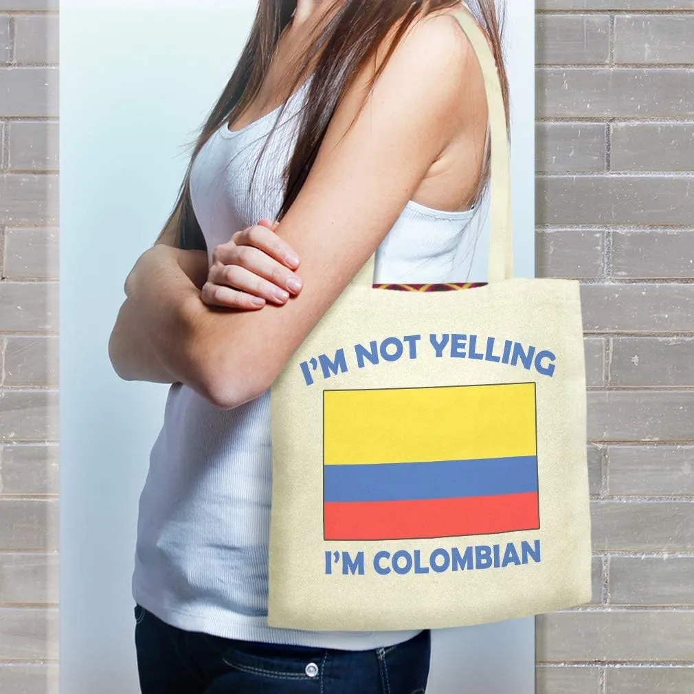 Speedy Pros Canvas Tote Bag for Women I'M Not Yelling I Am Colombians Colombia Countries Beach Bags for Women