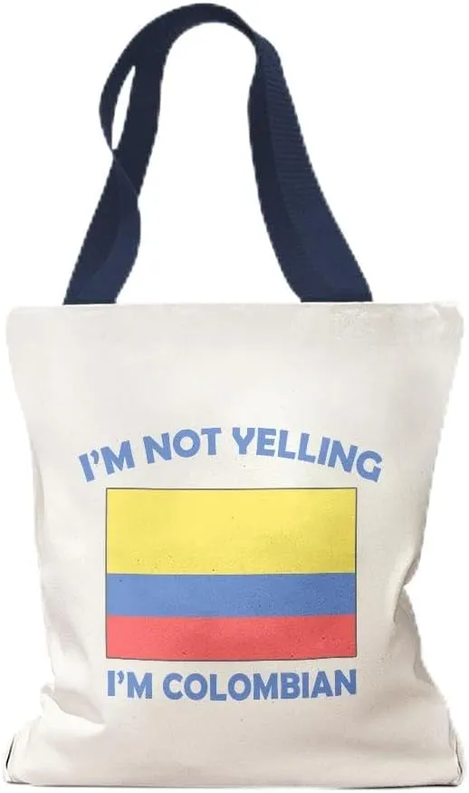 Speedy Pros Canvas Tote Bag for Women I'M Not Yelling I Am Colombians Colombia Countries Beach Bags for Women