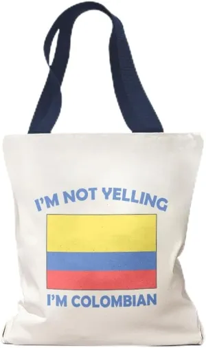 Speedy Pros Canvas Tote Bag for Women I'M Not Yelling I Am Colombians Colombia Countries Beach Bags for Women