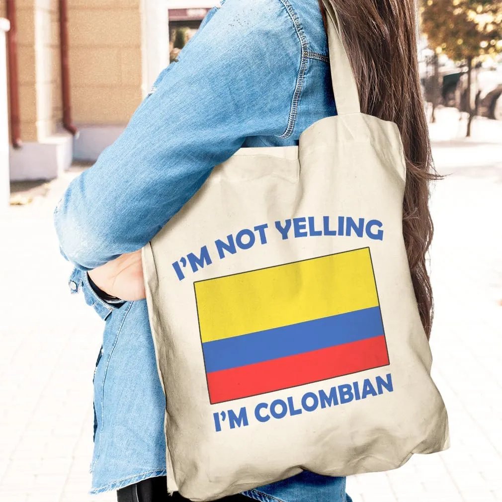 Speedy Pros Canvas Tote Bag for Women I'M Not Yelling I Am Colombians Colombia Countries Beach Bags for Women
