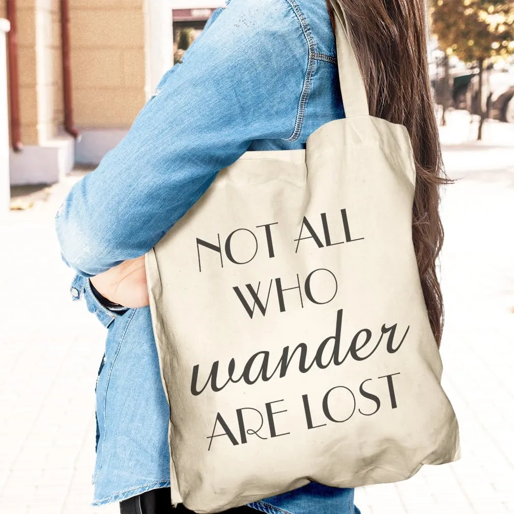 Speedy Pros Canvas Tote Bag for Women Not All Who Wander Are Lost Inspiration & Motivation Beach Bags for Women