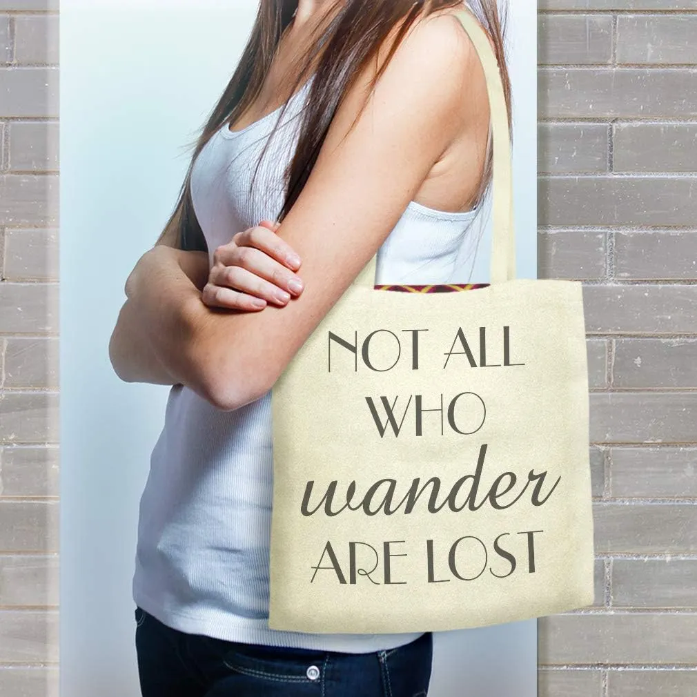 Speedy Pros Canvas Tote Bag for Women Not All Who Wander Are Lost Inspiration & Motivation Beach Bags for Women