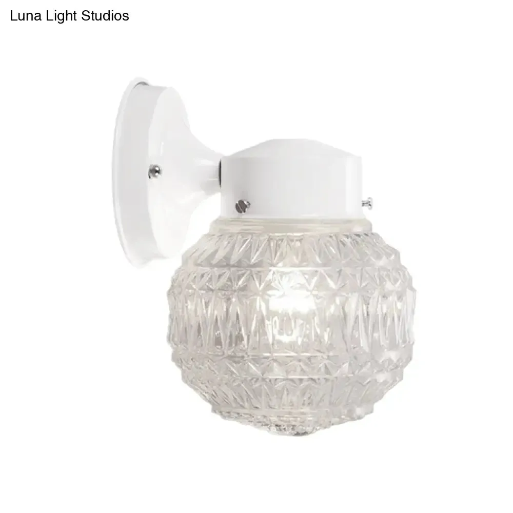 Spherical Black/White Modernist Wall Lamp with Lattice Glass for Reading Room