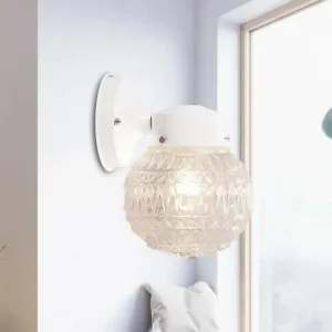 Spherical Black/White Modernist Wall Lamp with Lattice Glass for Reading Room