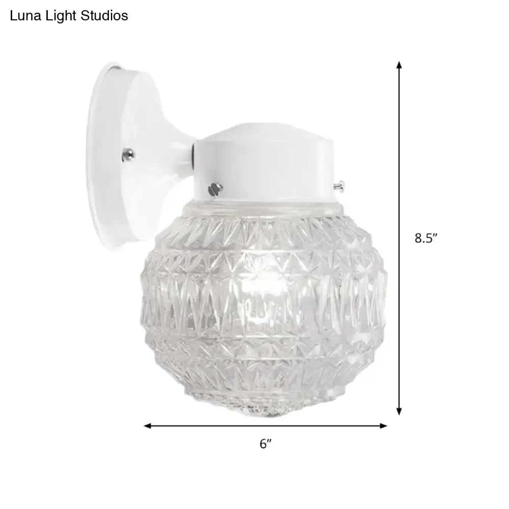 Spherical Black/White Modernist Wall Lamp with Lattice Glass for Reading Room