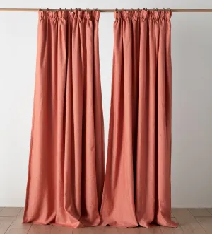 Spice Twill Cotton Linen Blackout Pencil Pleat Curtains (Pair)