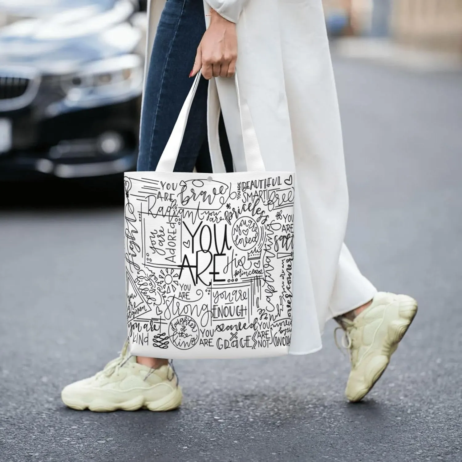 Stay Groovy Canvas Tote Bag Shoulder Bag For Women'S Reusable Tote Bag For Shopping Camping