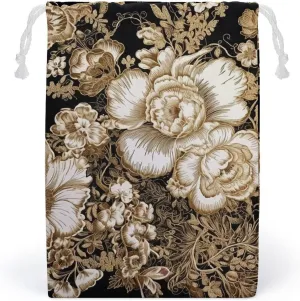 Storage Bags Makeup Bag Toy Bag Reusable Bags Toiletry Gold Leaf Flowers Printed Organizer Multi Purpose Foldable Ditty Bag Travel Pouch