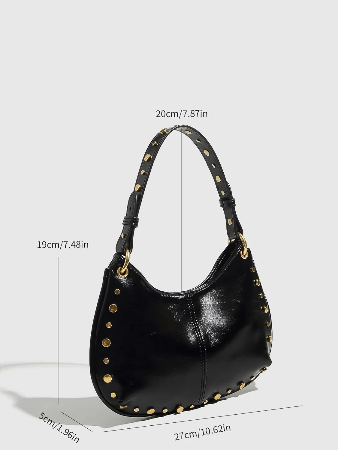 Studded Single Shoulder Crossbody Saddle Bag