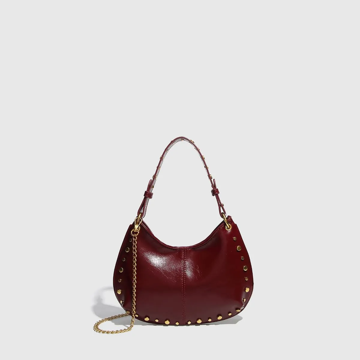 Studded Single Shoulder Crossbody Saddle Bag